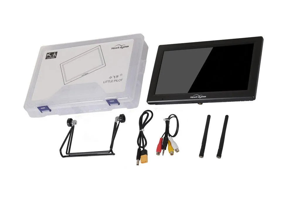 Hawkeye Little Pilot Captain 10 Inch IPS FPV Monitor with 1280x720 HD Resolution, 1000lux Brightness, 5.8G 48CH Diversity DVR - Perfect for RC FPV Racing Drones (3S/6S Compatible) - Ideal for Drone Racing, Aerial Photography, and FPV Flying