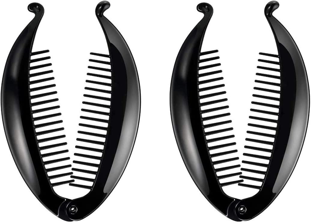 Nyamah Plastic Black Fish-Shaped Hair Clips - 3-Pack Ponytail Holders for Women & Girls | Hair Accessories for Swimming, Beach, and Everyday Use