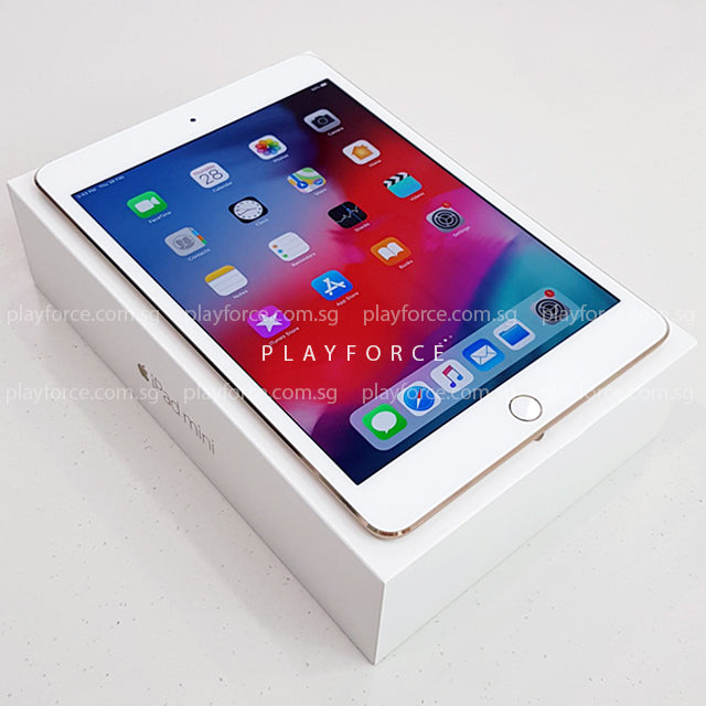 Apple iPad Mini 4 128GB Wi-Fi + Cellular (Gold) - Compact Tablet for Work, Travel & Entertainment
