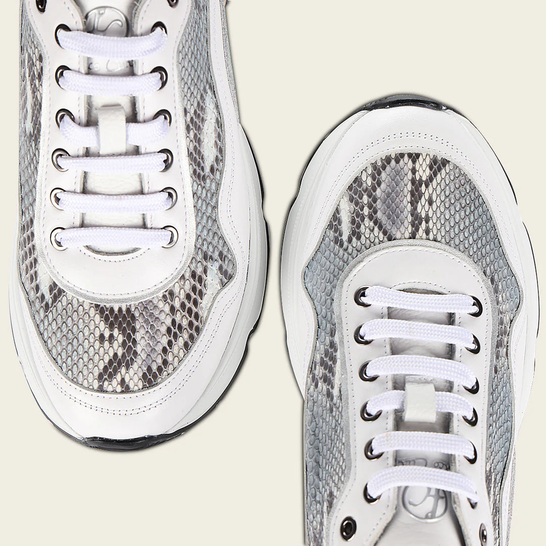 Women's White Python Sneakers A09PBPN - Stylish & Comfortable Fashion Shoes for Casual Wear, Work & Outdoor Activities