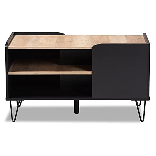 Modern Brown Wood & Metal 3-Tier Coffee Table - Living Room Centerpiece