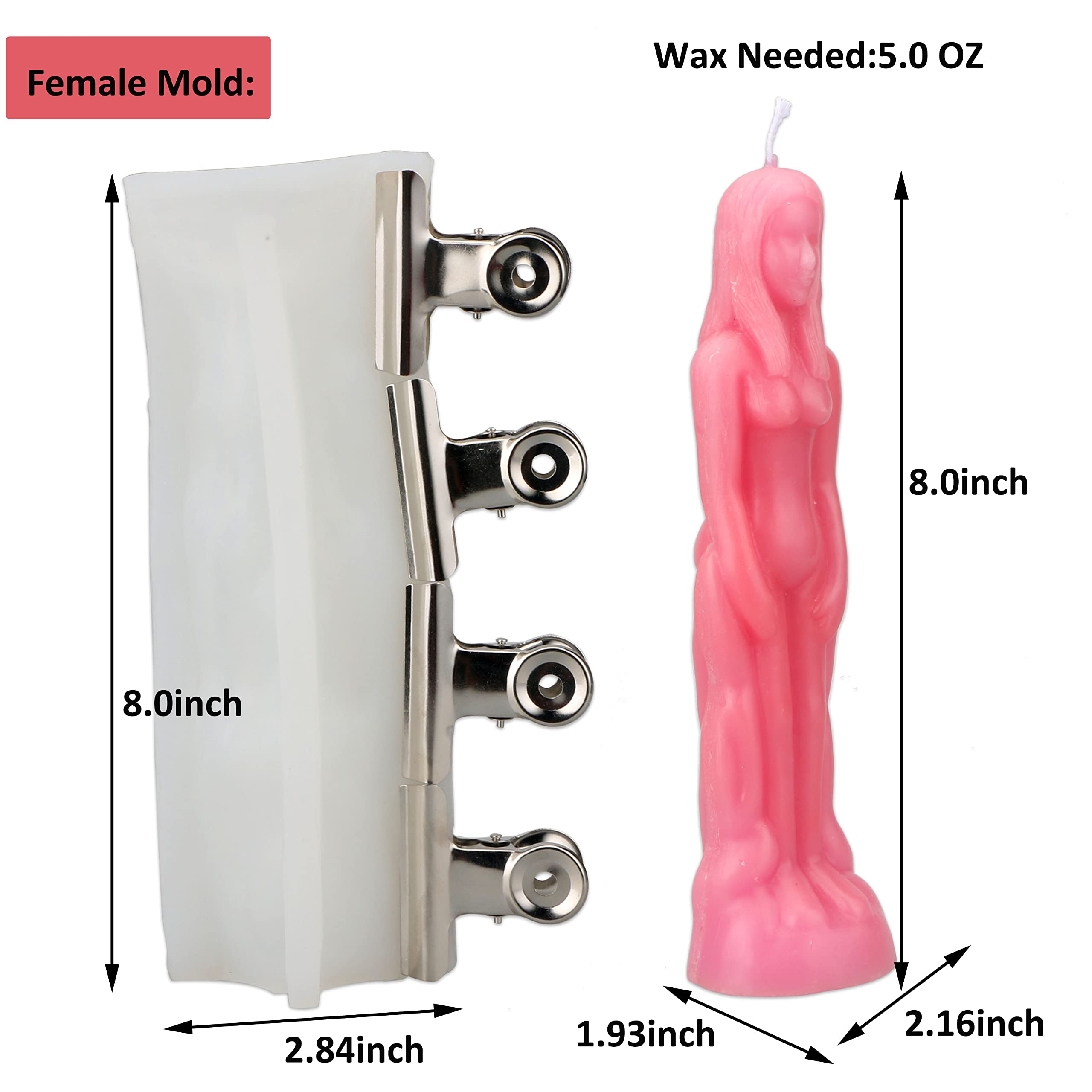 MILIVIXAY 2PCS Silicone Body Candle Molds for Candle Making - Human Shaped Candle Molds for DIY, Home Decor, Spa & Romantic Gifts