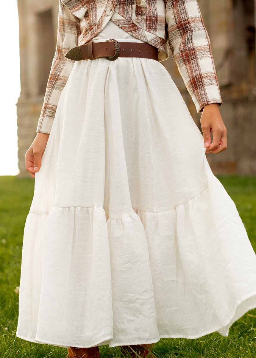 Annabel Cream Skirt - Women's Flowy Midi Skirt for Casual & Office Wear | Perfect for Spring & Summer Outfits