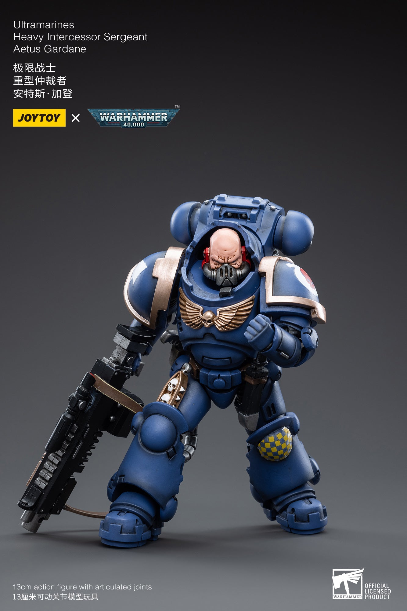 1/18 JOYTOY Warhammer 40K Ultramarines Heavy Intercessor Sergeant Aetus Gardane Action Figure - Collectible Miniature for Tabletop Gaming & Display