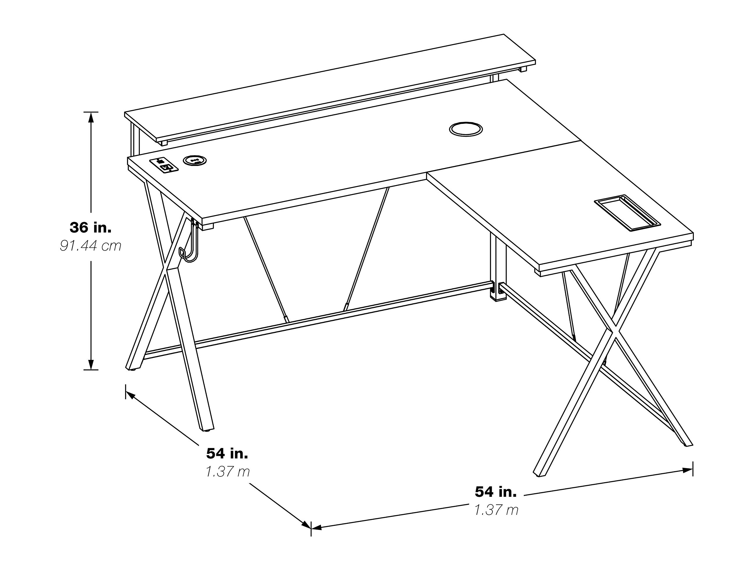 OSP Home Furnishings L-Shaped Gaming Desk with RGB LED Lights - Ergonomic Computer Desk for Gamers & Streamers, Black | Perfect for Gaming Setups, Home Office & Esports Battlestations