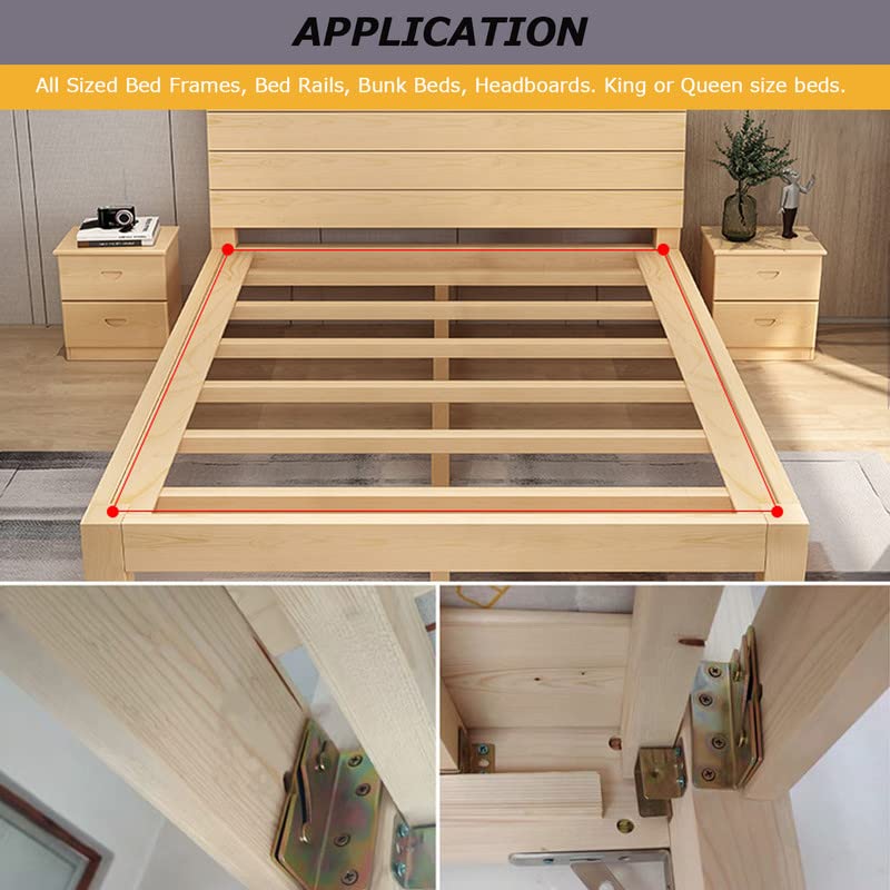 **Heavy Duty Non-Mortise Bed Rail Brackets with Screws & Screwdriver - Set of 4 - Secure & Stable Bed Frame Support for DIY Furniture Assembly**    *(Perfect for Bed Frame Repair, Woodworking Projects, and Sturdy Furniture Construction)*