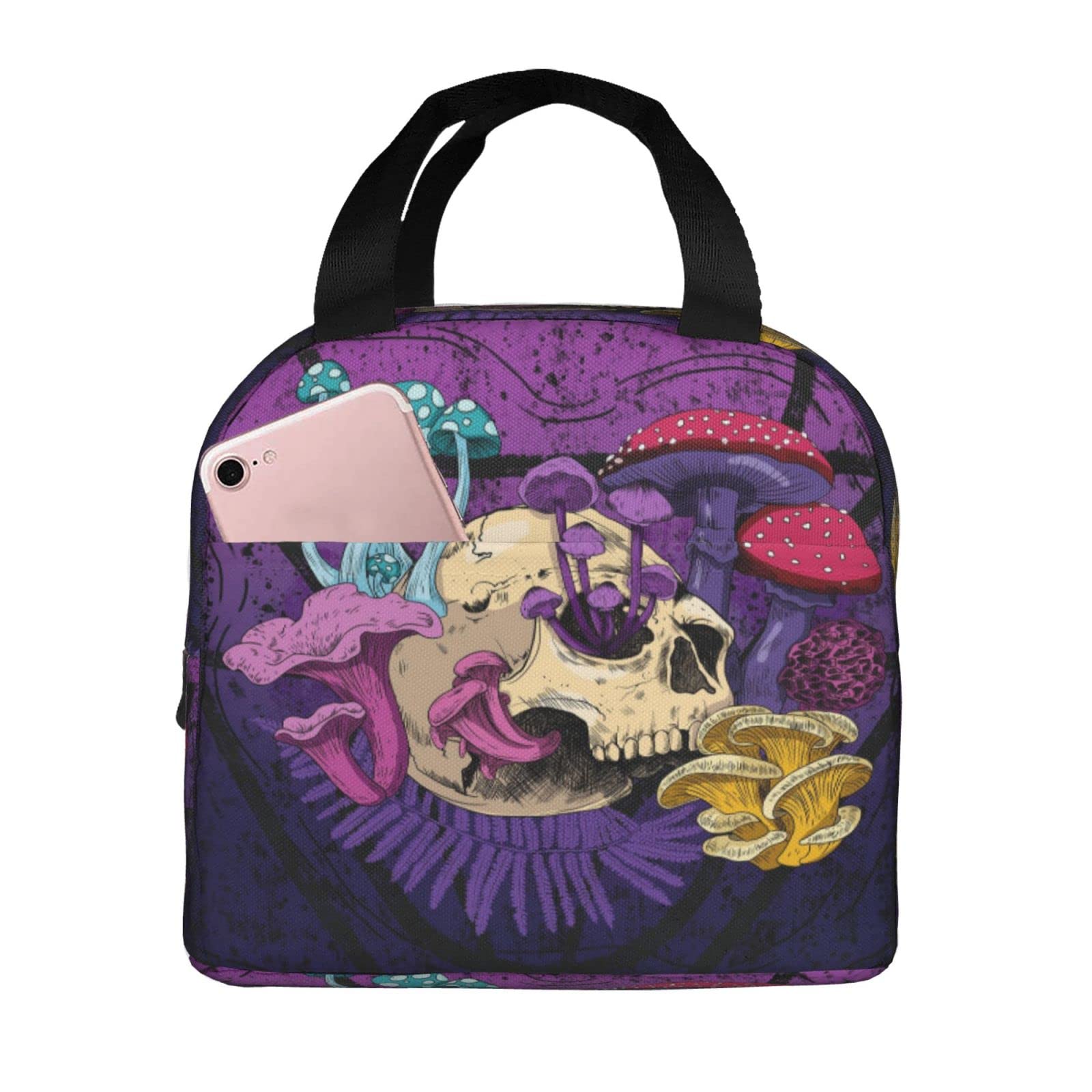 Sugar Skull Insulated Lunch Box - Reusable Zippered Cooler Tote Bag for Meal Prep, Travel, School & Office - Portable Food Storage Container for Men & Women - Perfect for Picnics, Work & Daily Commute