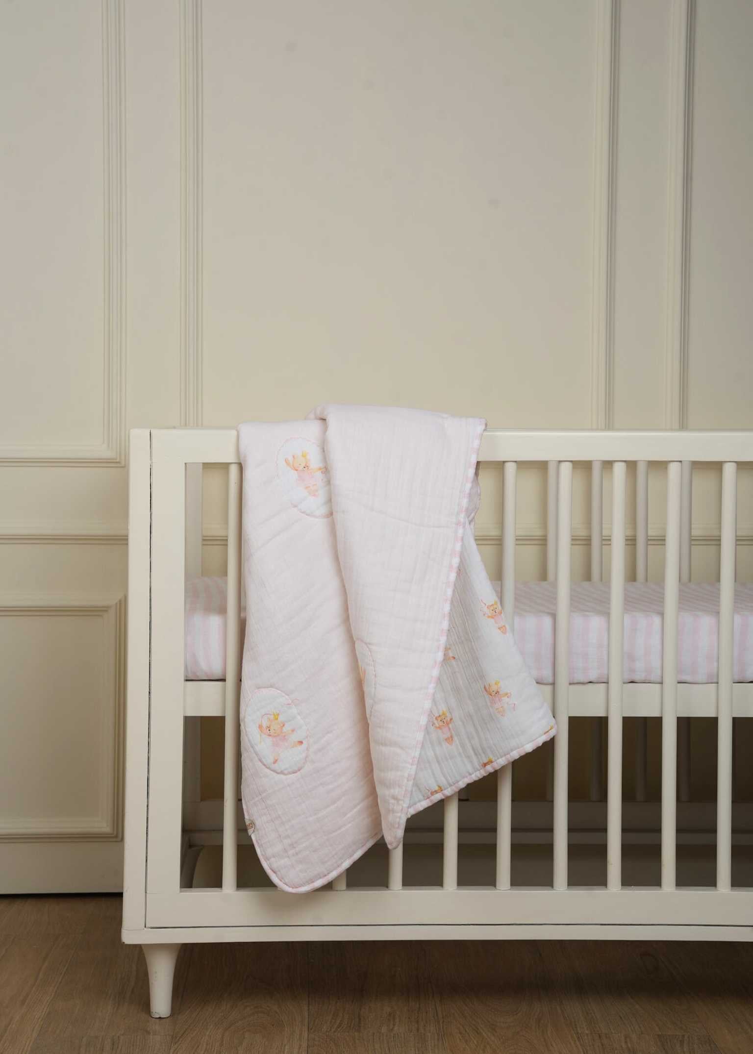 Prima Ballerina Bear Nursery Bedding Set - Soft Crib Sheets & Blanket for Baby Girls - Perfect for Nursery Decor, Baby Showers & Newborn Gifts