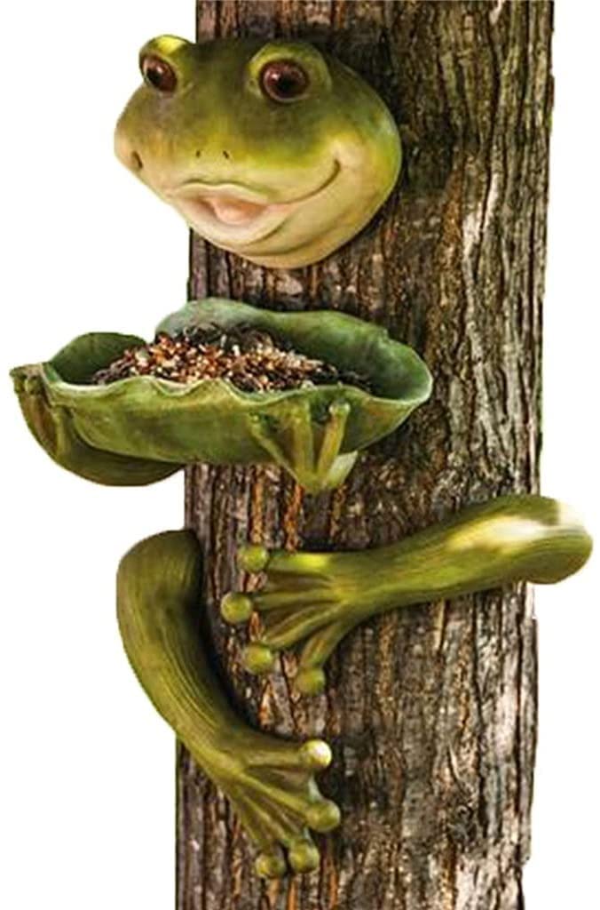 Creative Frog & Bird Feeder - Handmade Resin Animal Ornament for Outdoor Garden, Yard, and Courtyard Decoration - Cute Wildlife Gift for Nature Lovers (Perfect for Backyard, Patio, and Bird Watching Areas)