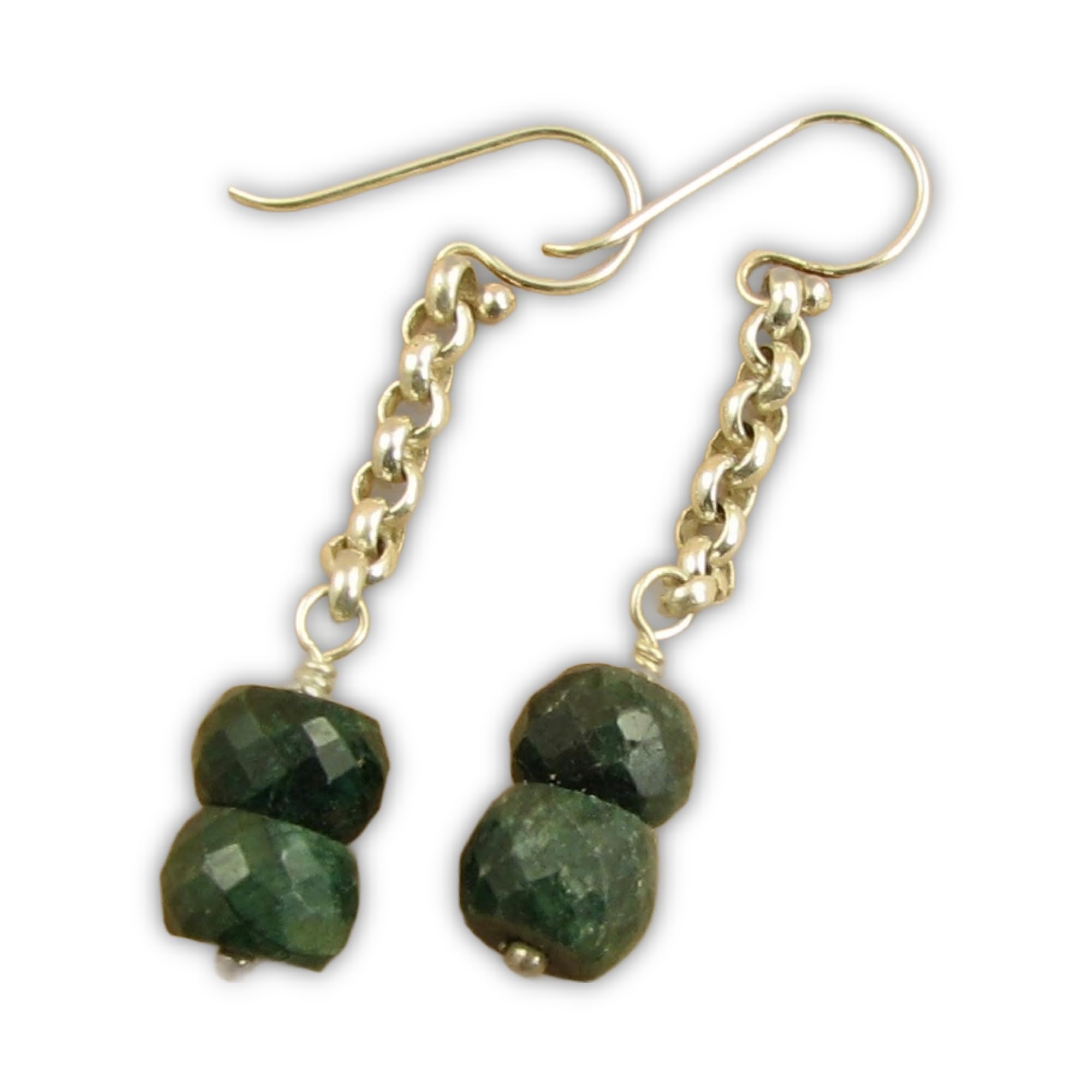 Emerald and Sterling Silver Chain Earrings for Women - Elegant Dangle Drop Earrings for Party, Wedding & Everyday Wear