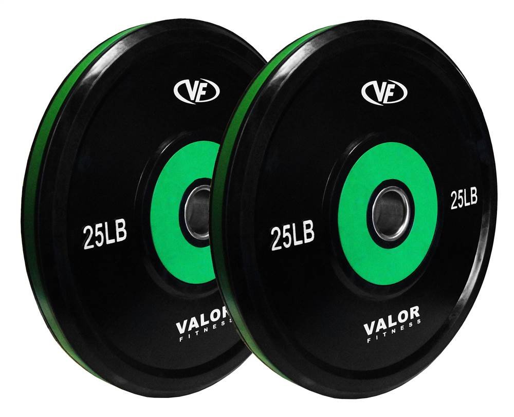 Valor Fitness Olympic Bumper Plates - Weight Lifting Equipment for Strength Training, CrossFit & Conditioning - Sold in Pairs, Singles or Complete Sets - Perfect for Home Gym & Commercial Fitness Centers