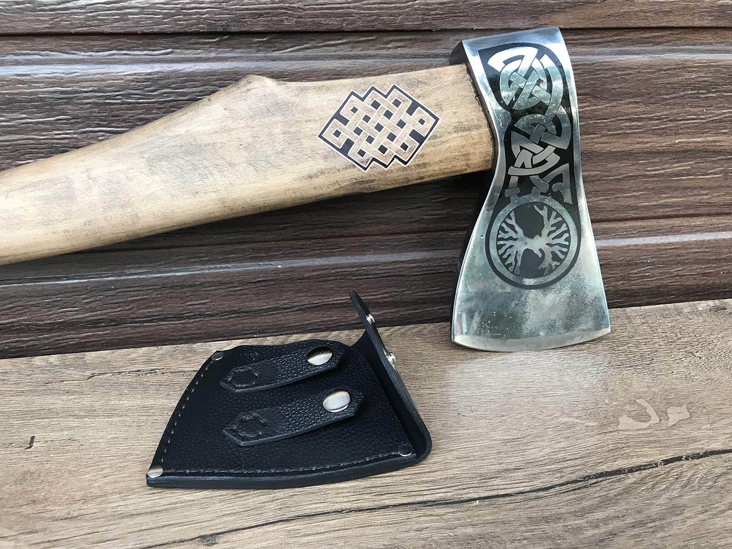Viking Axe with Tree of Life Design - Handcrafted Medieval Battle Axe for Men, Perfect Gift for Dad & Husband - Hunting, Camping, Outdoor Survival & Historical Reenactment