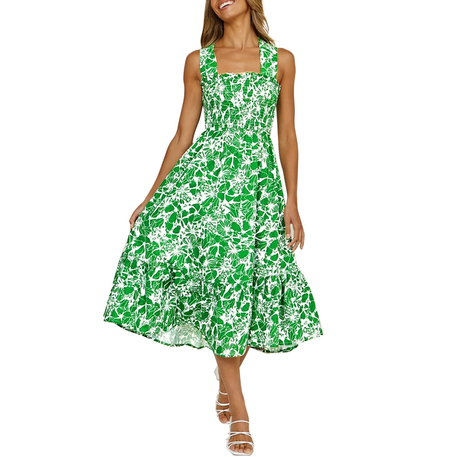 Women's Summer Dress - Tropical Floral Printed Open Back Sleeveless Mini Dress for Beach Vacation, Party & Casual Wear | Lightweight & Comfortable