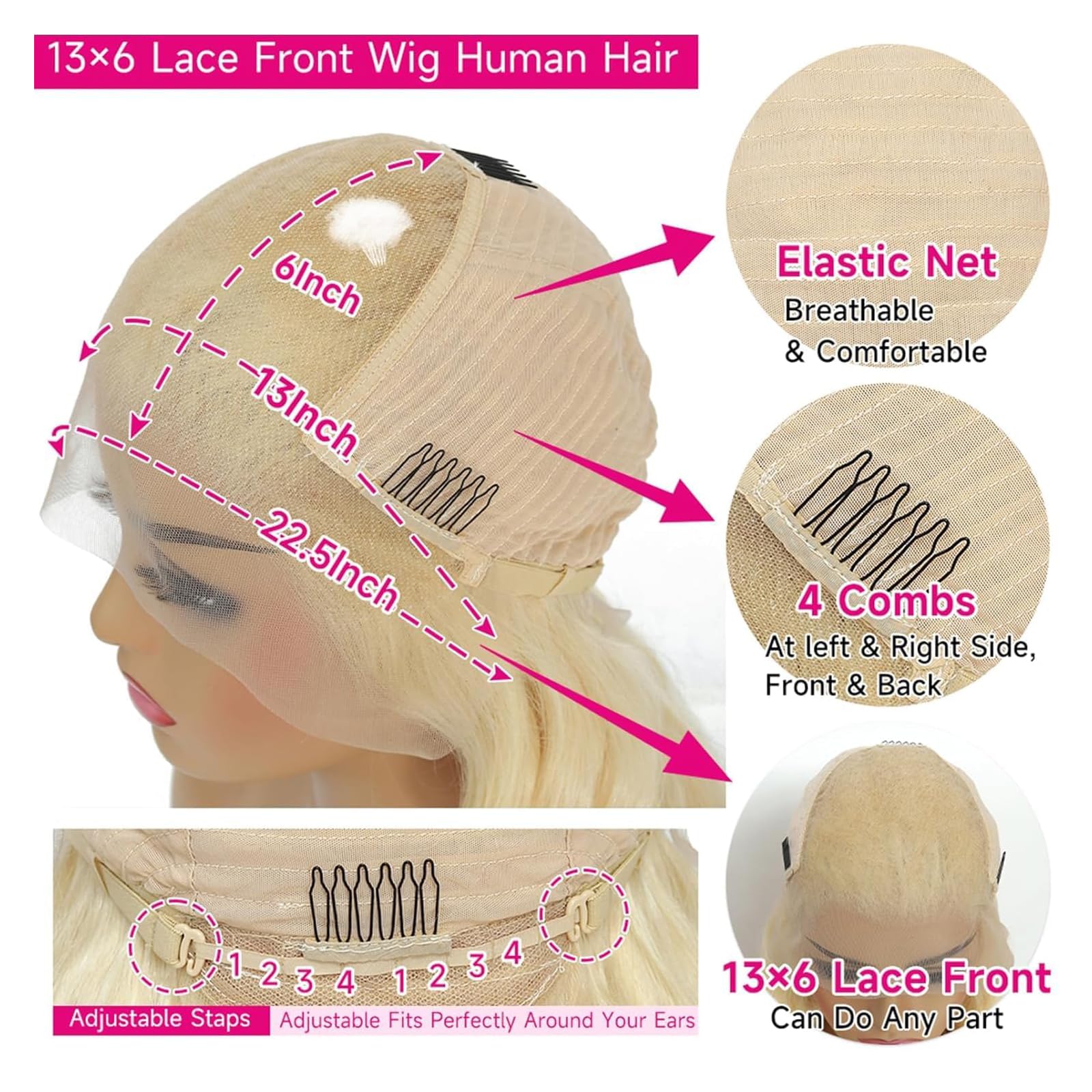 613 Blonde 13x6 HD Lace Front Wig - 30 Inch Straight Human Hair Wig with Pre-Plucked Baby Hair & 180% Density | Perfect for Cosplay, Daily Wear & Special Occasions