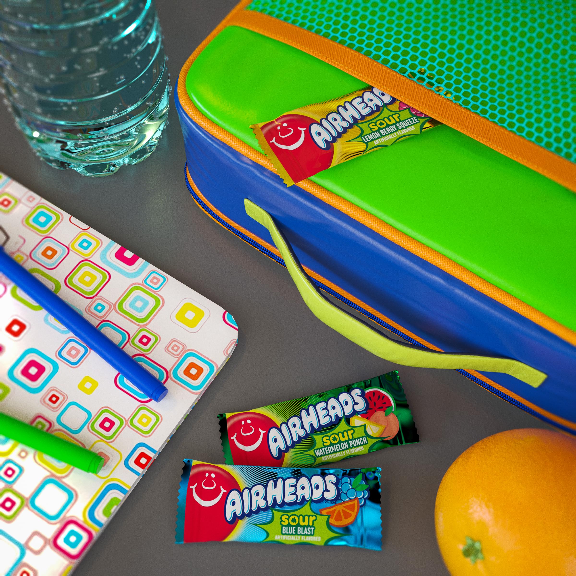 Airheads Sour Full-Size Candy Bars - Sour Watermelon Punch Taffy Candy, Individually Wrapped (36 Count) - Perfect for Halloween, Party Favors & Office Snacks