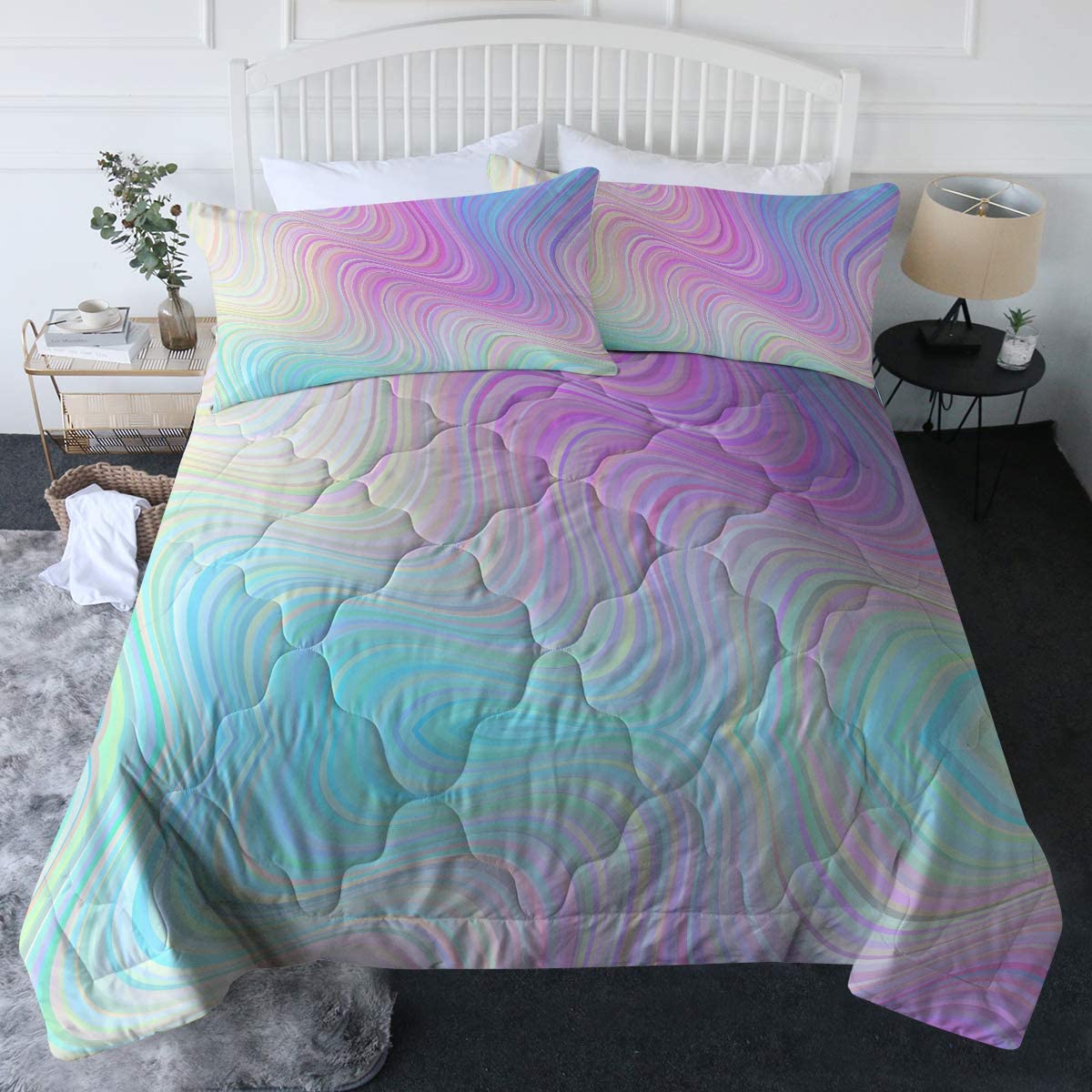 Mermaid Waves Comforter Set - Queen Size Bedding with Ocean Blue Design, Soft Microfiber, 3-Piece Set for Girls' Room, Teen Bedroom & Coastal Decor