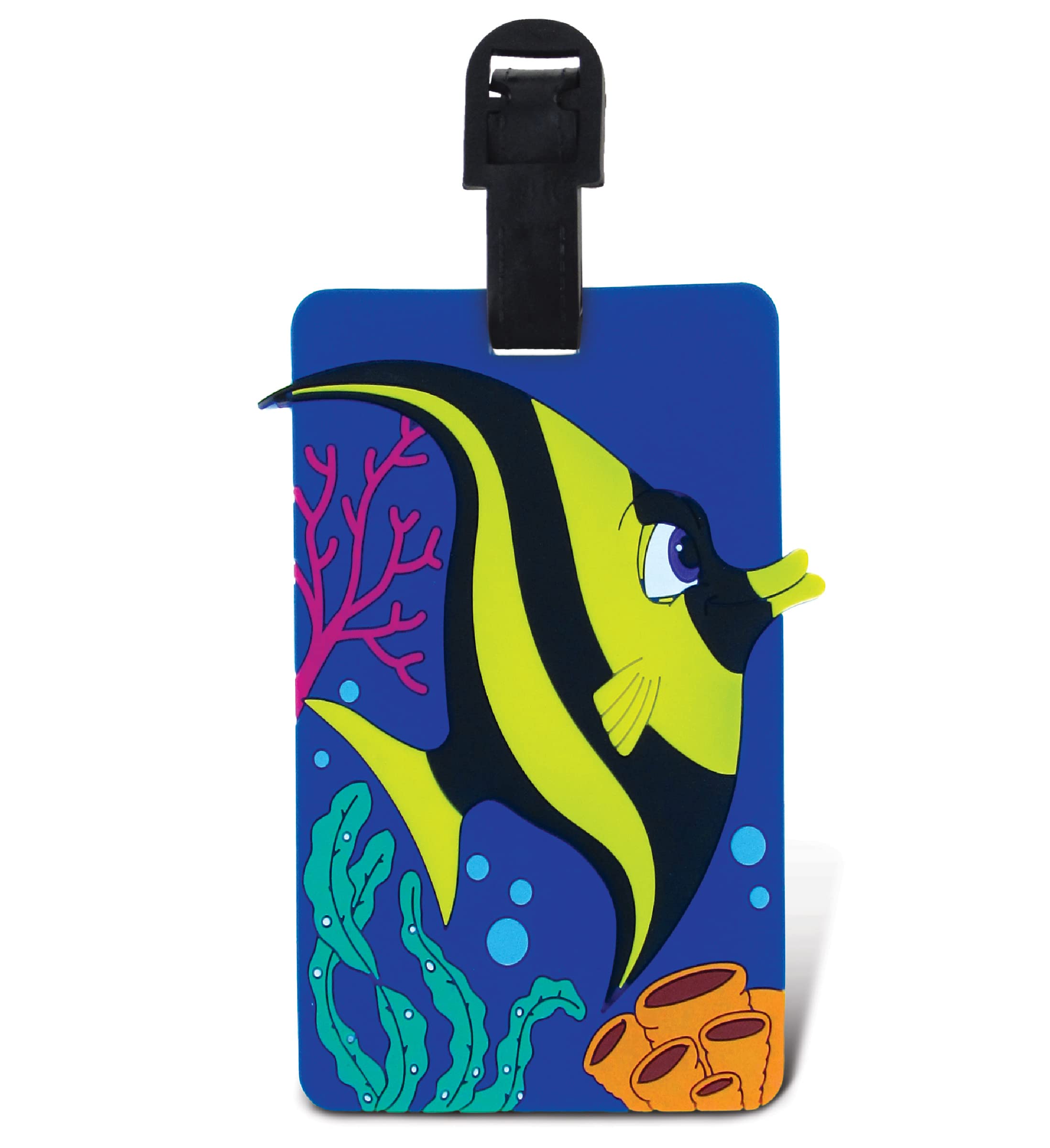 Puzzled Angelfish Luggage Tag - Unique Sea Life Travel ID Tags for Suitcases, Backpacks & Sports Bags - Cute Ocean Fish Identification Labels for Men & Women - Perfect for Airports, Cruises & Beach Vacations
