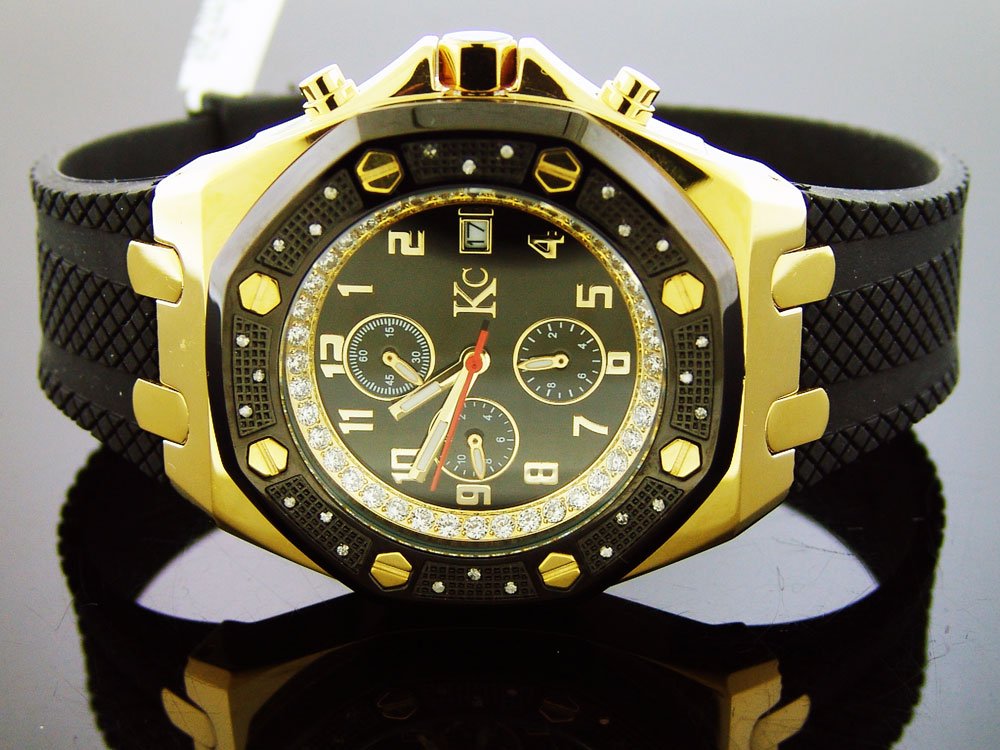 Techno Com KC 46mm 24 Diamonds Luxury Sports Watch for Men - Waterproof, Stainless Steel, Perfect for Gym, Running & Outdoor Activities