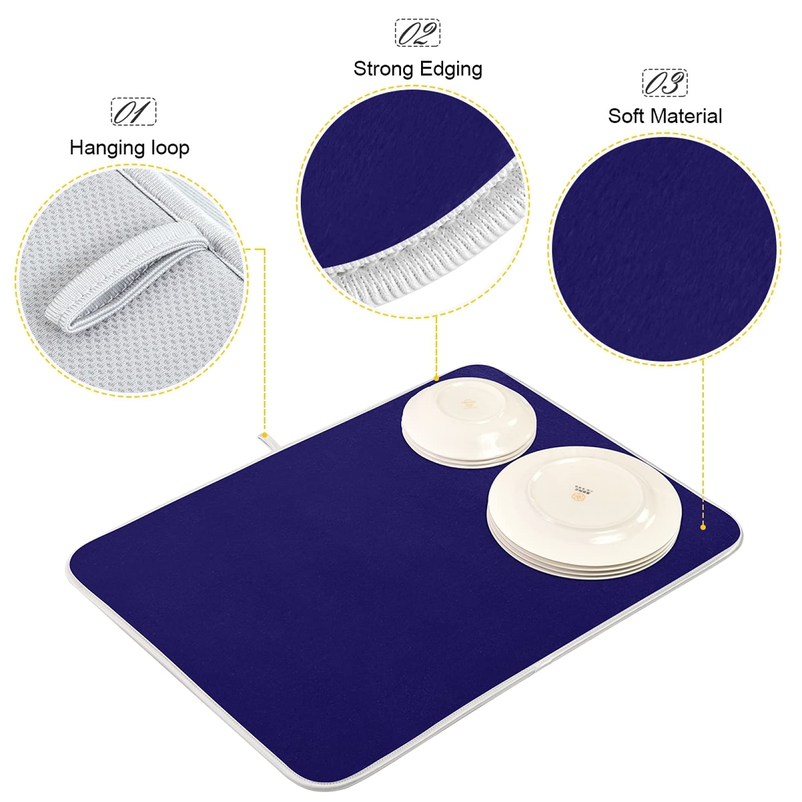 Premium Absorbent Microfiber Dish Drying Mat - 18