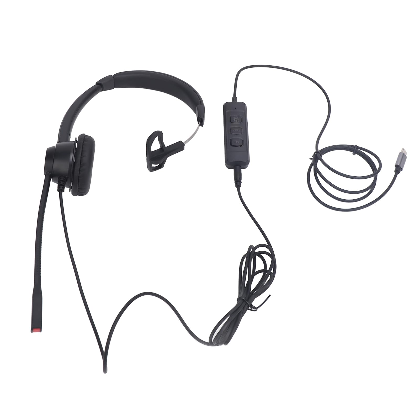Professional Telephone Headset with Noise Canceling Microphone - 3.5mm/USB-C Compatible (Includes USB Adapter) for Call Centers, Customer Service & Remote Work