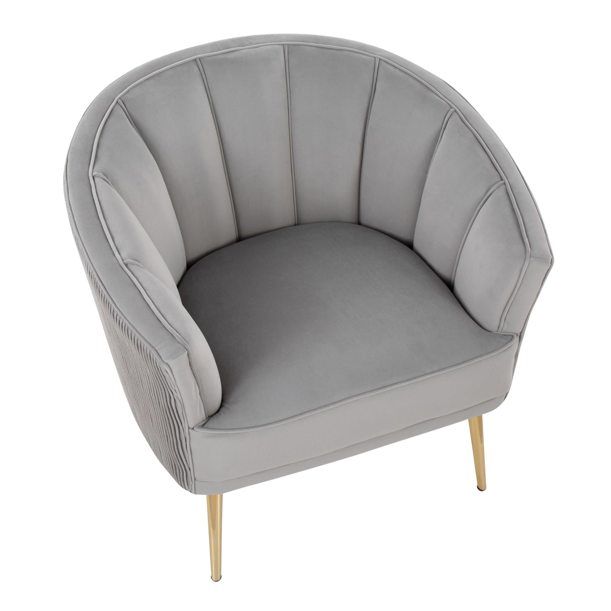 LumiSource Tania Pleated Waves Velvet Accent Chair - Gold Modern Armchair for Living Room & Bedroom - Comfortable Contemporary Lounge Chair for Home Decor, Reading Nook, or Office Space