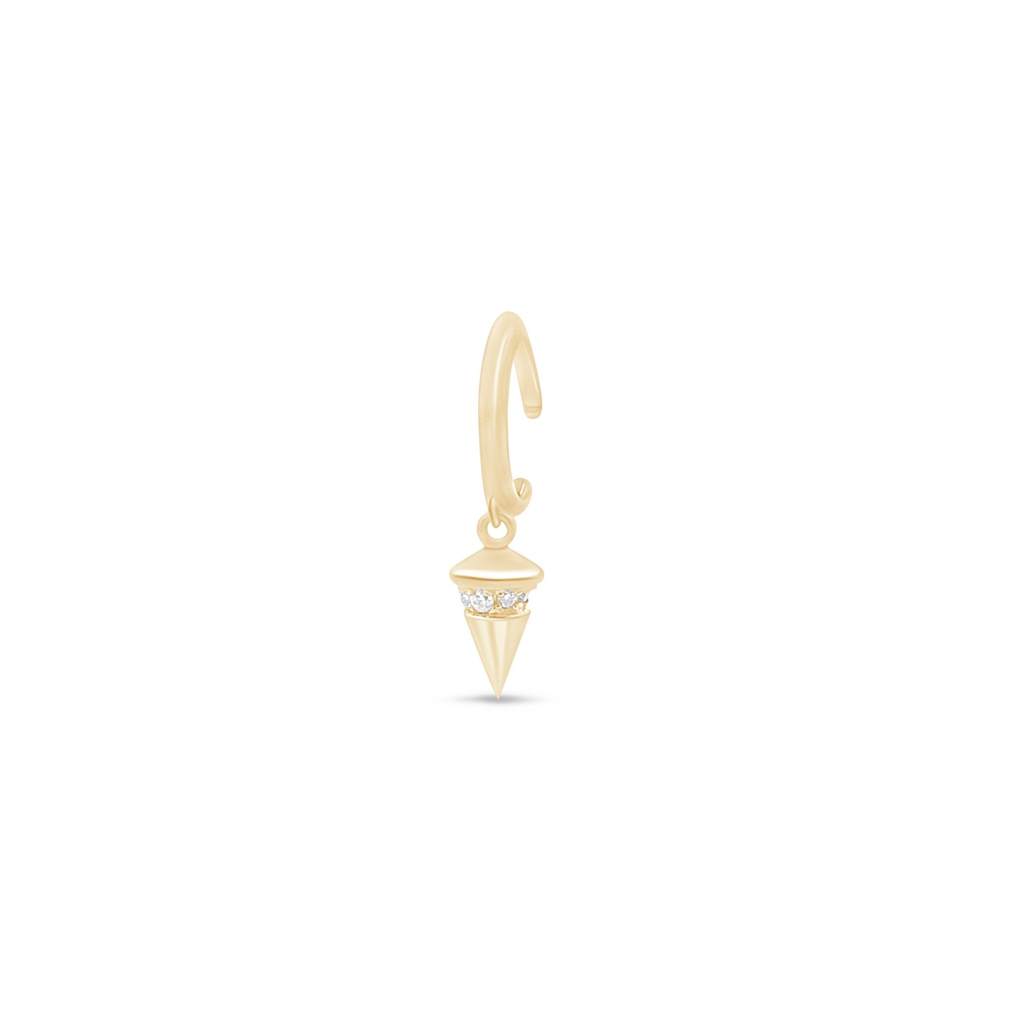 14K Yellow Gold Diamond Spike Charm Illusion Hoop Earrings for Women - Elegant Ball Back Stud Earrings for Party, Date Night & Special Occasions