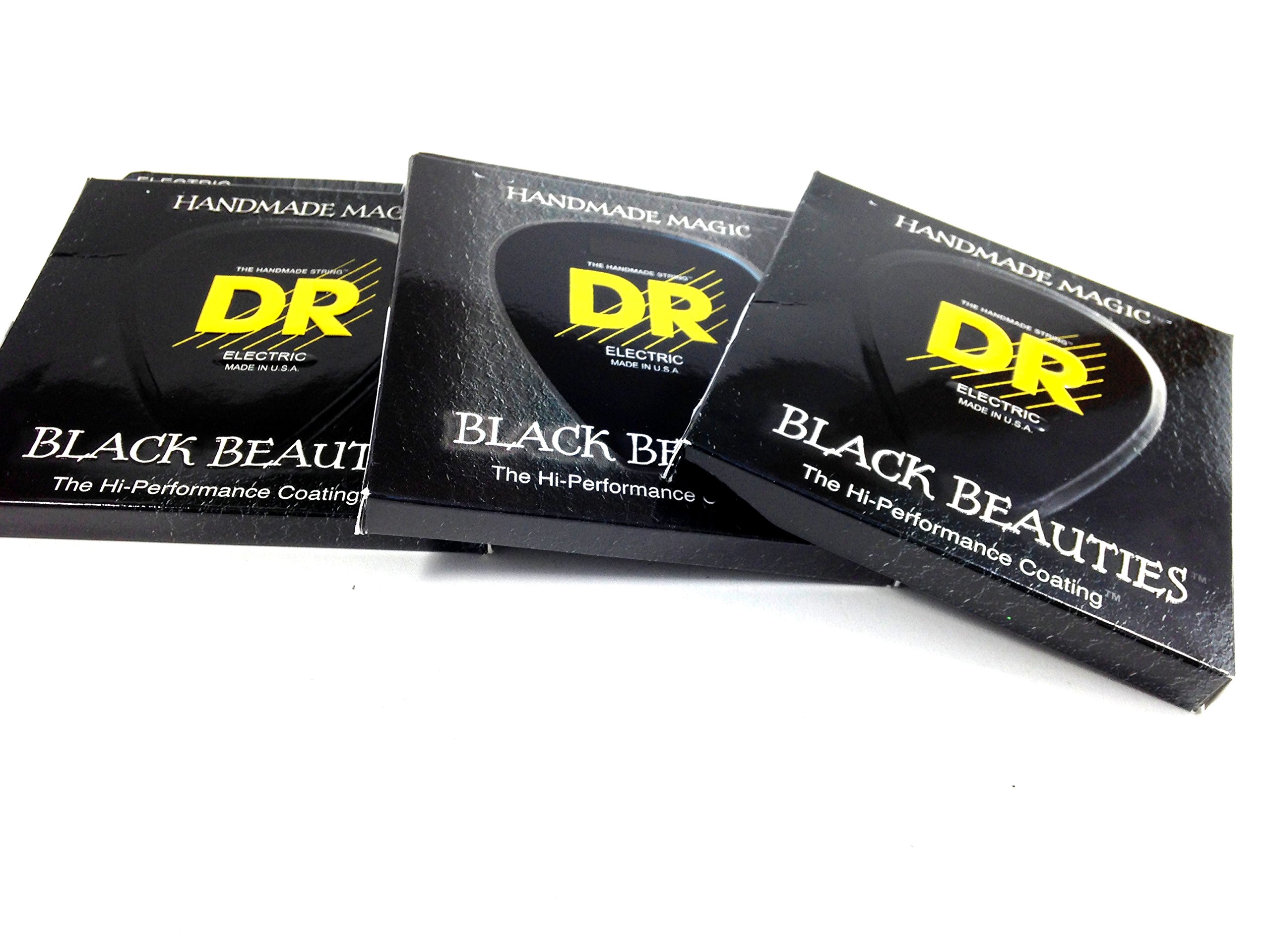 DR Guitar Strings Electric K3 Black Beauties - High Performance 10-46 Gauge (3 Pack) | Perfect for Rock, Blues & Stage Performances