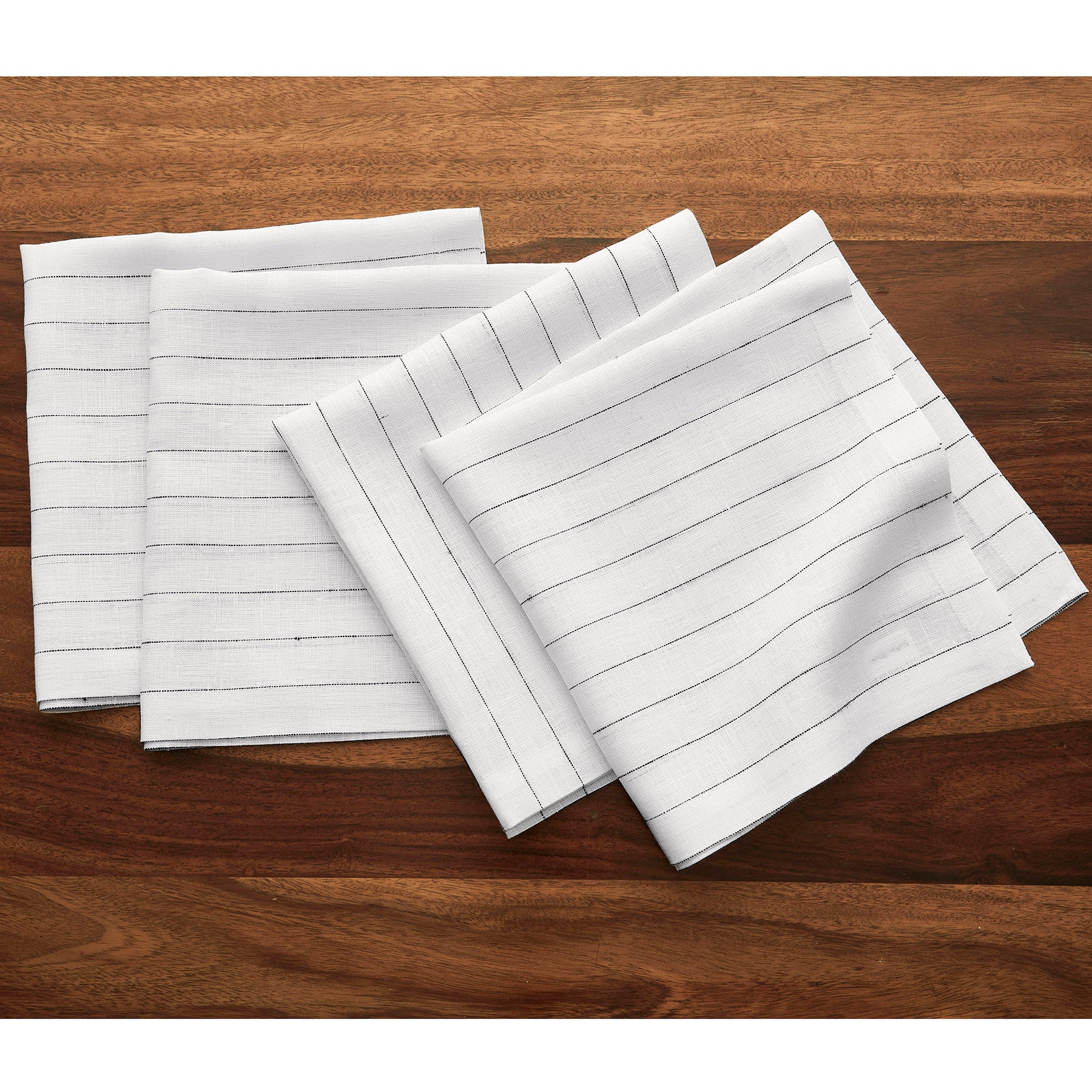 Elegant Black & White Pinstripe Napkins - Premium Cotton Linen for Formal Dining, Weddings & Dinner Parties - Set of 12