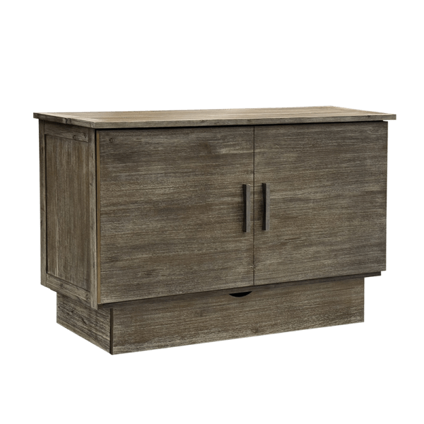 Stockholm Queen Murphy Cabinet Bed in Brushed Grey - Space-Saving Wall Bed with Storage for Small Apartments & Guest Rooms