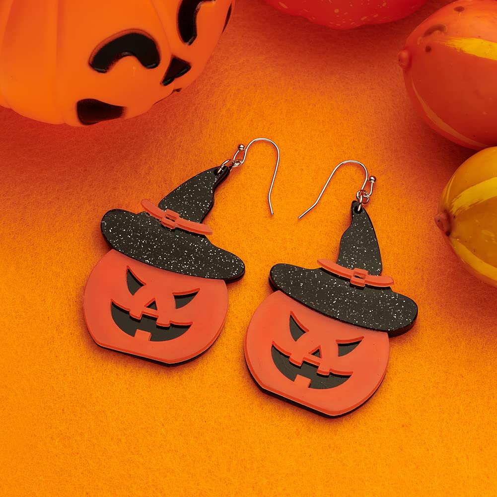 Halloween Earrings for Women - Pumpkin Ghost Witch Bat Spider Skull Dangle Earrings in Purple, Orange & Black | Perfect for Costume Parties, Trick or Treat & Spooky Season Outfits