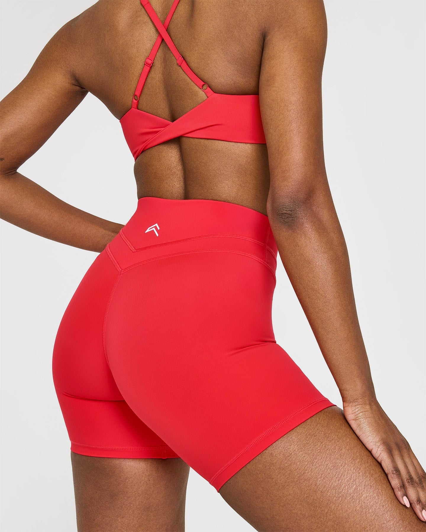 High Waisted Workout Shorts for Women - Muscle Mommy Red | 6-Pack | Gym, Running & Yoga Activewear