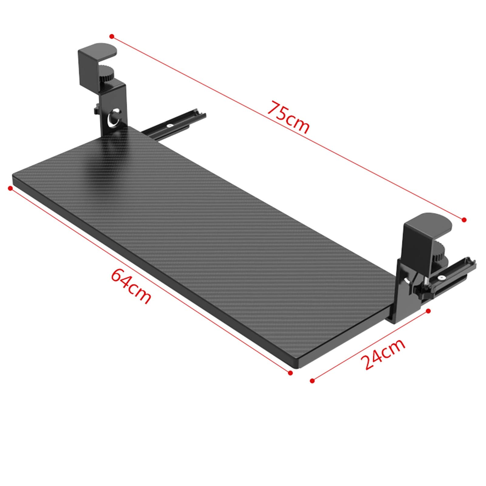 Extra Sturdy Under Desk Keyboard Tray with C Clamp - 64cm Pull-Out Keyboard Drawer for Home Office & Workspace - Ergonomic Computer Accessory for Comfortable Typing