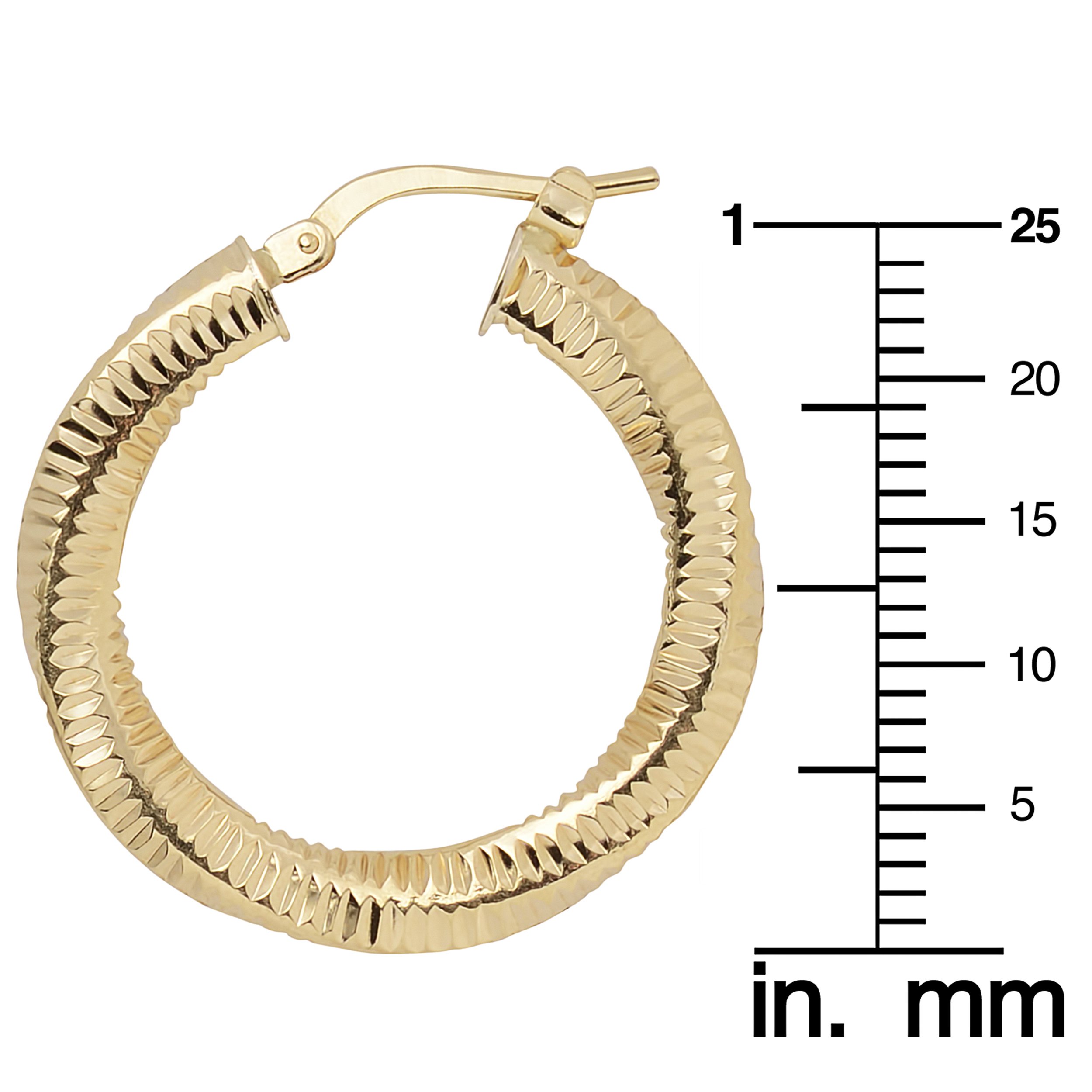 10K Yellow Gold 2x20mm Textured Twist Round Hoop Earrings for Women - Elegant Everyday Jewelry for Work, Date Night & Special Occasions