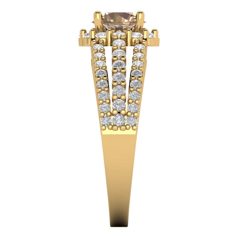1.98ct Yellow Moissanite Engagement Ring - 14k Gold Halo Solitaire for Bridal & Anniversary Gifts