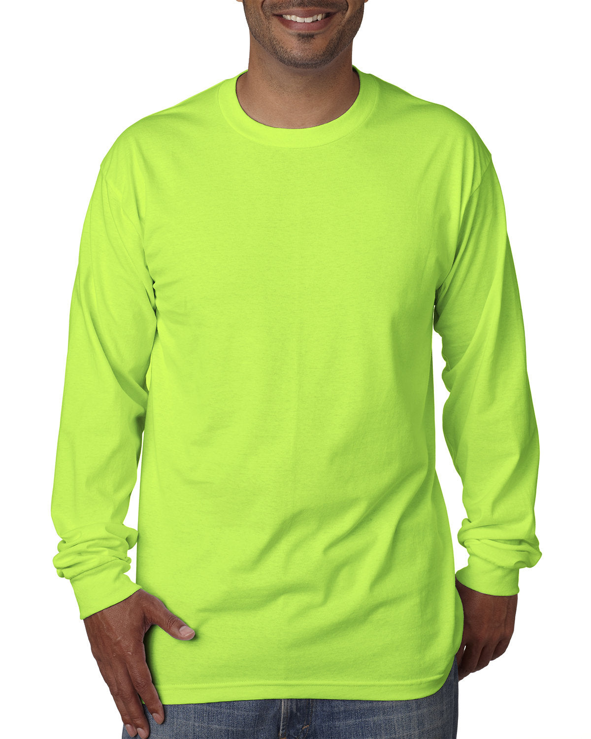 Bayside BA5060 Men's Long Sleeve T-Shirt - Comfortable Cotton Crewneck Shirt for Casual Wear, Work & Outdoor Activities