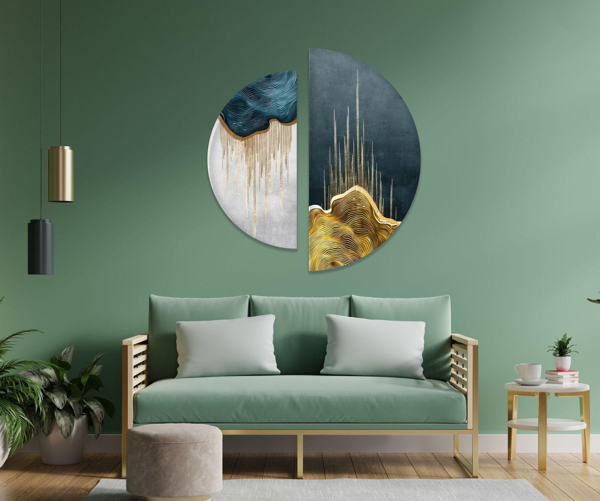 2 Piece Blue White Marble Glass Wall Art Set - Modern Abstract Home Decor for Living Room, Bedroom, Office | Shatter-Resistant & Easy to Hang