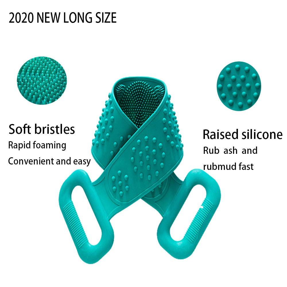 Premium Silicone Body Scrubber & Exfoliating Shower Towel - Back Cleaning Strap with Massage Bristles for Men & Women - Hygienic Bath Brush for Deep Cleansing & Skin Exfoliation (Green) - Perfect for Spa, Shower & Daily Body Care Routine