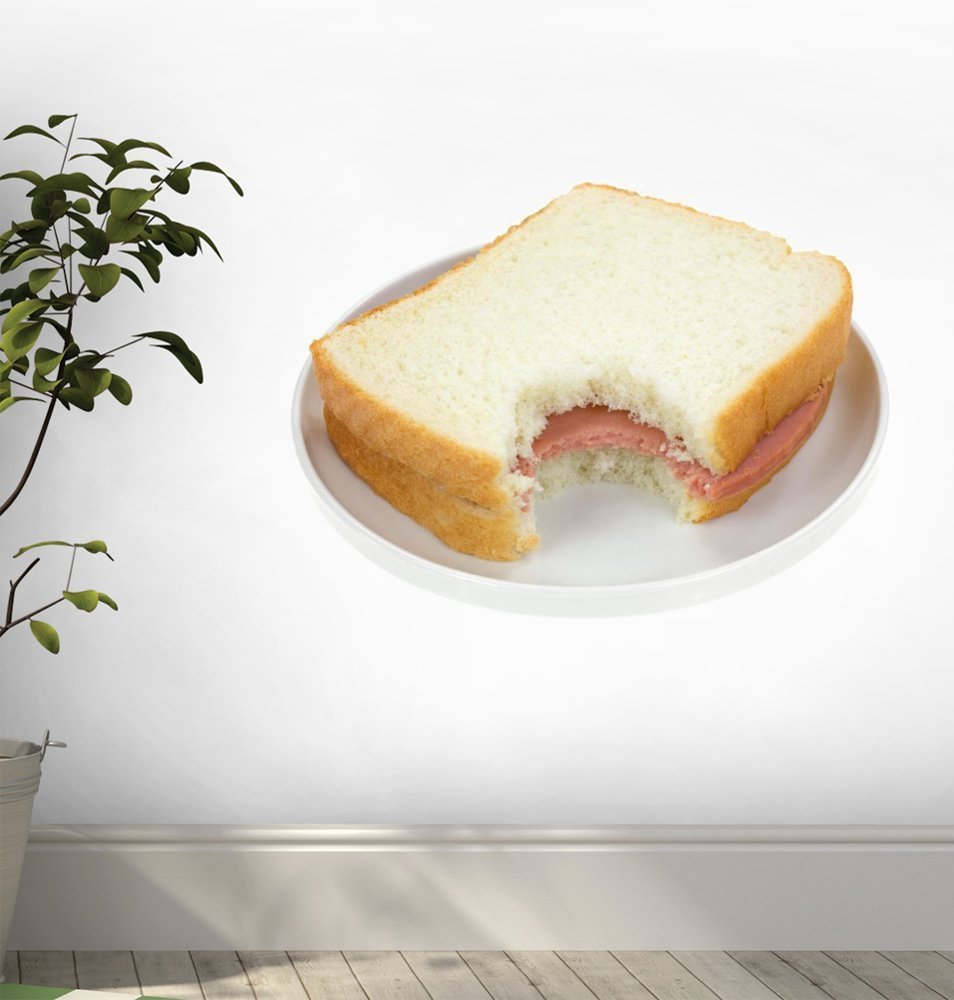 Wallmonkeys Bitten Baloney Sandwich on White Bread Wall Decal - Peel and Stick Graphic Art WM97567 (24