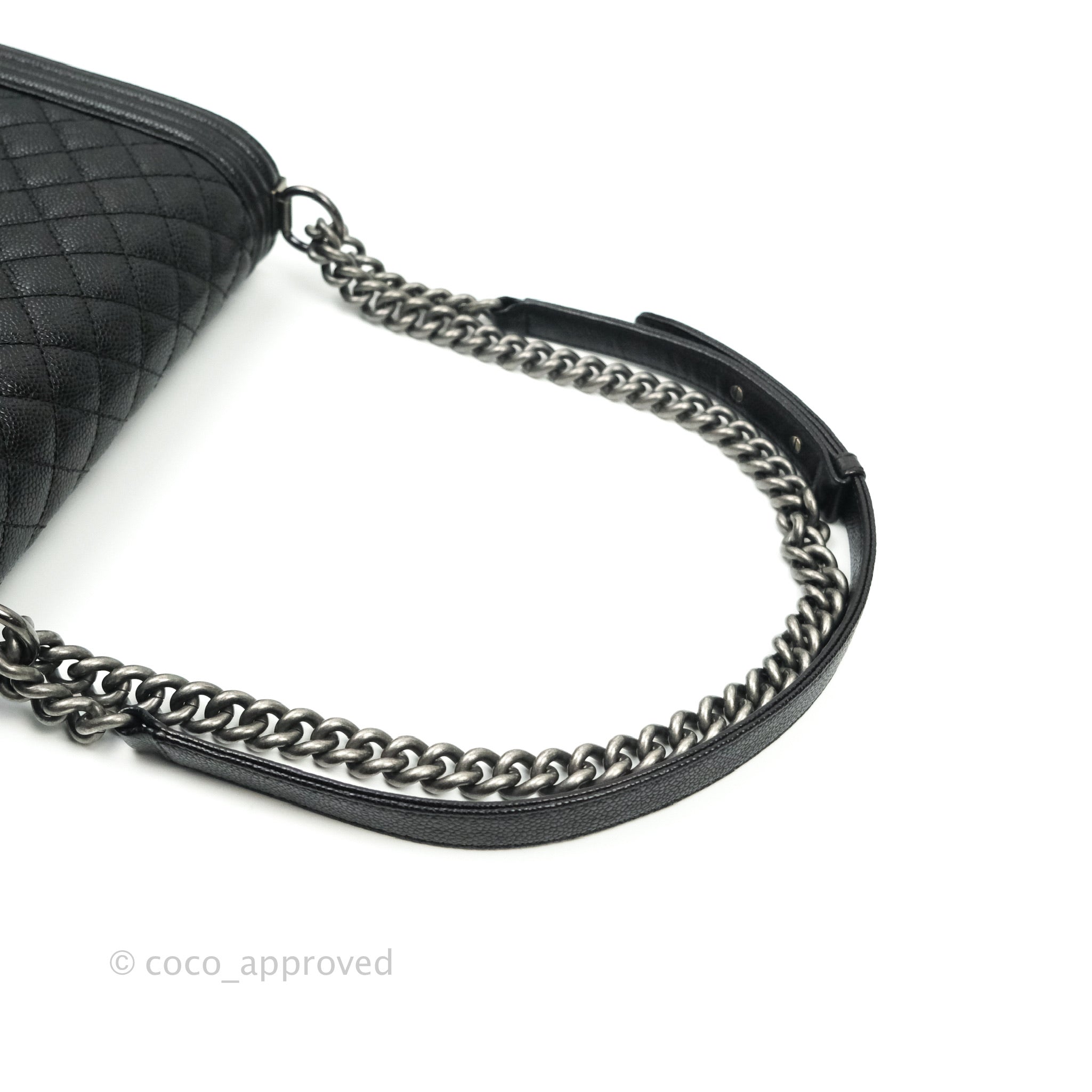 Chanel Boy Quilted Medium Handbag in Black Caviar Leather with Ruthenium Hardware - Luxury Crossbody Bag for Women, Perfect for Evening Events & Date Nights