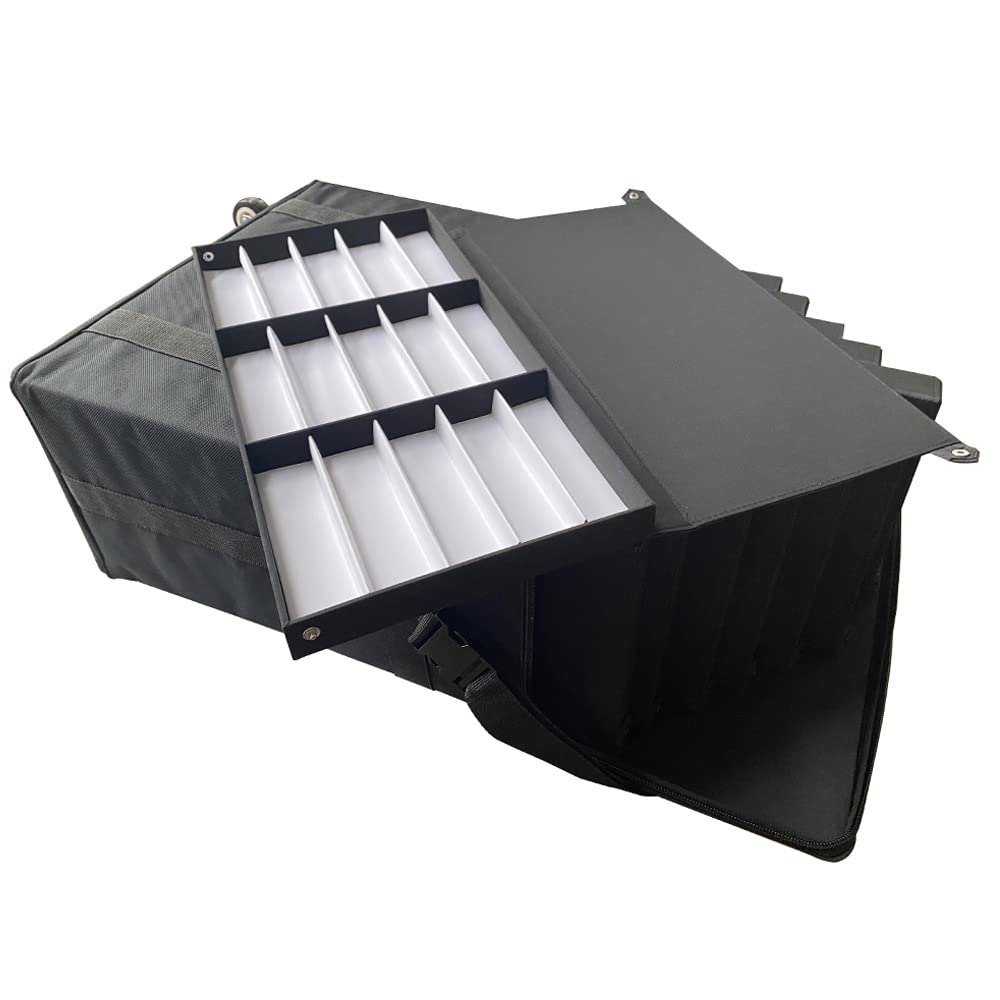 INTBUYING 180-Pair Eyeglass Display Case - Optical Glasses Storage Trolley Box with 12 Trays, Tie Rod Oxford Cloth Sunglass Organizer Cabinet for Eyewear Collectors | Perfect for Retail Stores, Optical Shops & Trade Show Exhibitions