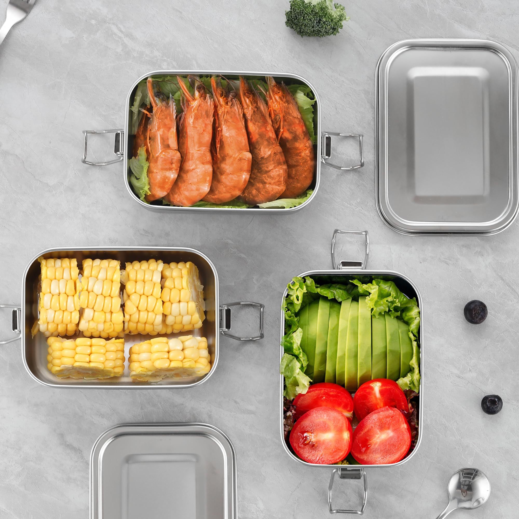 Premium Stainless Steel Food Storage Containers Set - 550ml BPA-Free Reusable Metal Lunch Boxes with Lids | Freezer, Microwave & Dishwasher Safe | Ideal for Meal Prep, Office Lunch, Picnics & Camping