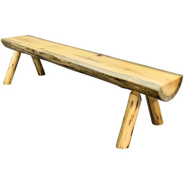 Rustic Half Log Plank Bench - Natural Wood Outdoor Seating for Garden, Patio, and Backyard Decor - Perfect for Camping, Picnics, and Relaxation