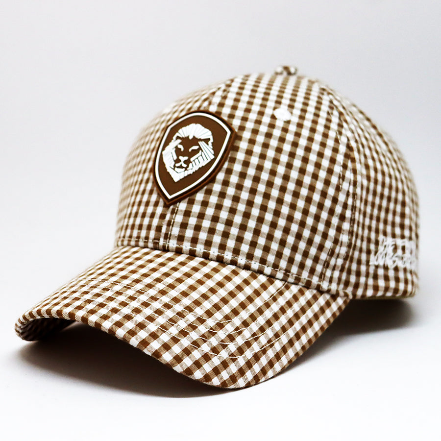 VT Shield Future Looks Bright Brown Gingham Check Snapback Hat - Stylish Unisex Baseball Cap for Men & Women - Perfect for Outdoor Sports, Street Fashion and Casual Wear