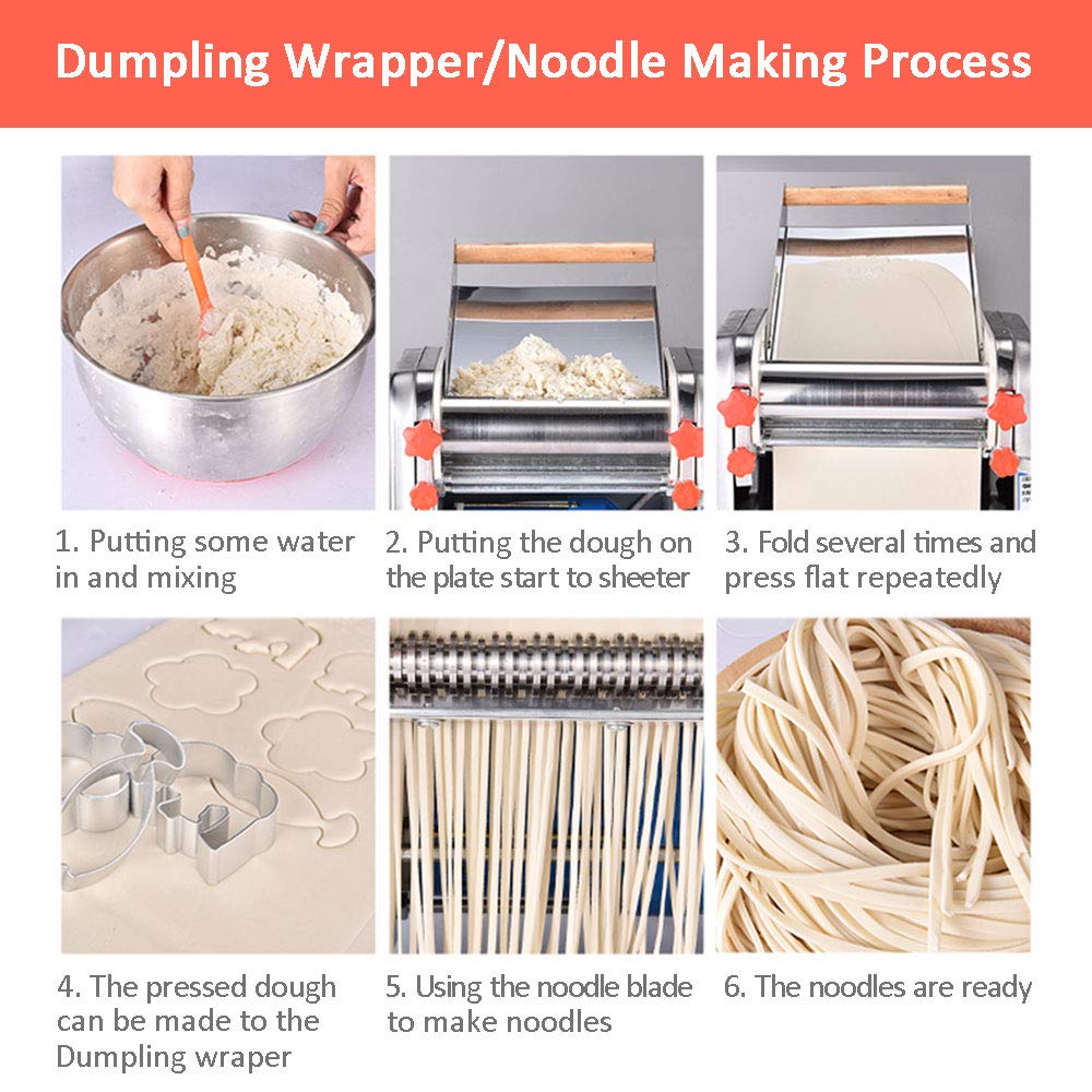 TOPCHANCES 110V Electric Pasta Maker Machine - Automatic Noodle Press with 3mm & 9mm Blades for Spaghetti, Lasagna, Tagliatelle | 180mm Wide Pasta Cutter with Clamp | Perfect for Italian Cuisine, Home Cooking & Restaurant Use