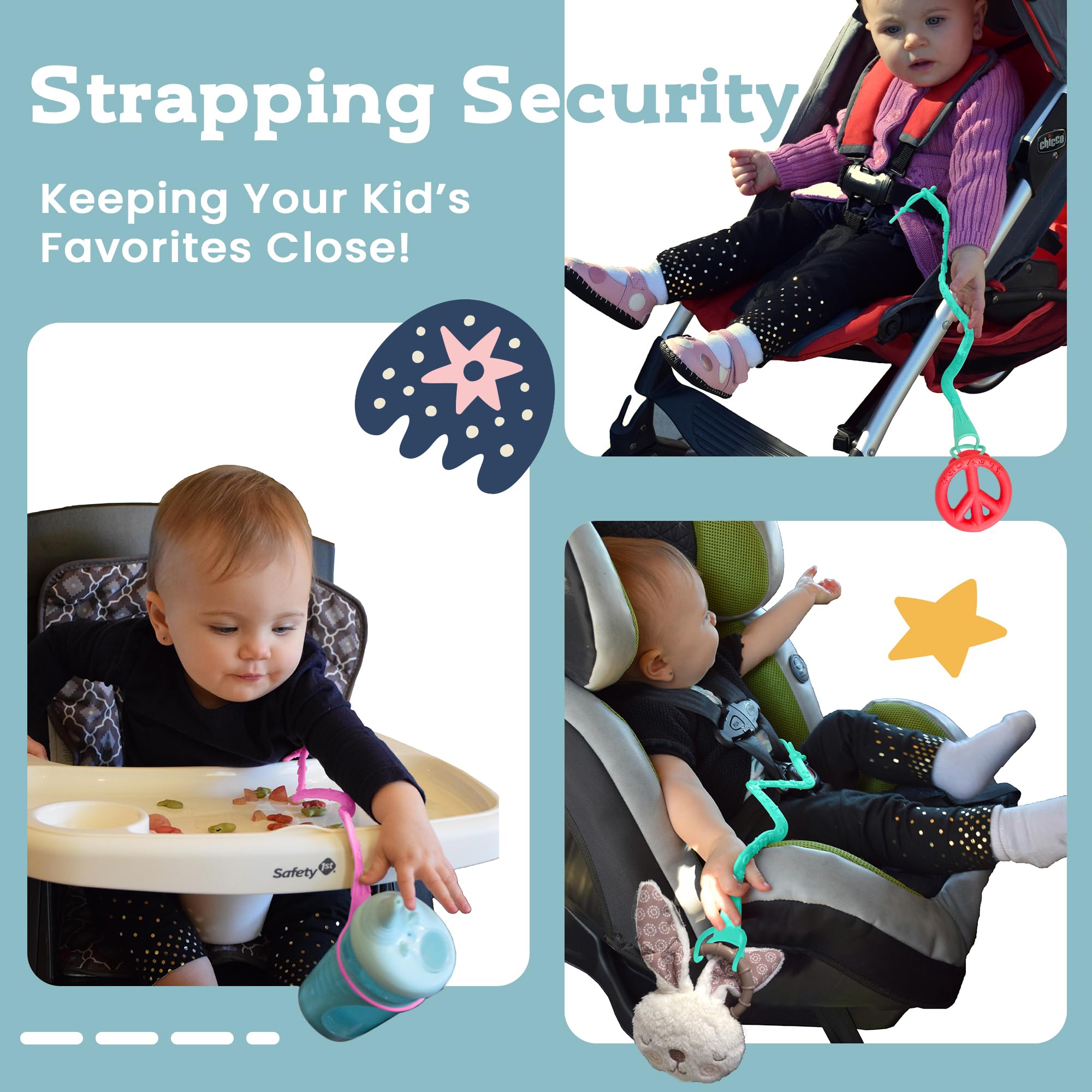 Brilli Baby Cup Catcher 2 Pack - Patented Safety Tether Strap for Sippy Cups, Bottles & Toys | Securely Attach to Strollers, High Chairs & Car Seats | Dishwasher Safe, Food Grade & Made in USA (Navy & Lime) | Perfect for On-the-Go Families & Mess-Free Feeding