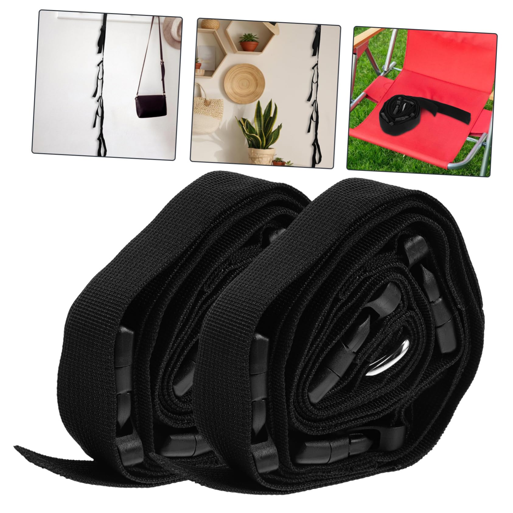HOMOCONO 2-Pack Garage Storage Straps - Heavy Duty Camping Chair Organizer Rack with Adjustable Ribbon - Perfect for Garage, Basement, Shed & Outdoor Gear Storage