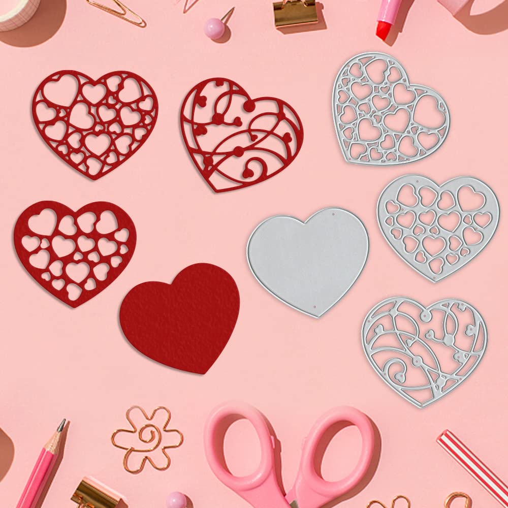 3-Piece Valentine's Day Heart-Shaped Metal Cutting Dies Set - DIY Scrapbooking, Card Making, Photo Album Embellishment Tools for Crafters (Perfect for Valentine's Cards, Wedding Invitations & Home Decor Projects)