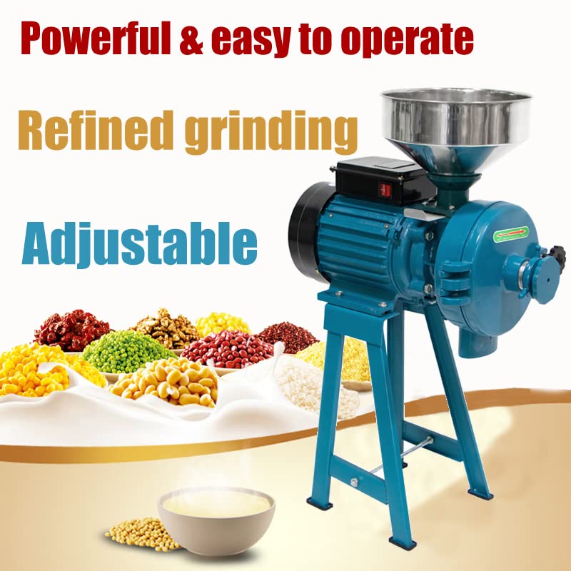 H&ZT 110V Electric Corn Grinder Machine - 3000W 2-in-1 Grain Mill for Flour, Rice, Wheat, Coffee & Maize | Wet & Dry Cereals Grinder with Funnel | Perfect for Home Baking, Animal Feed & Commercial Use