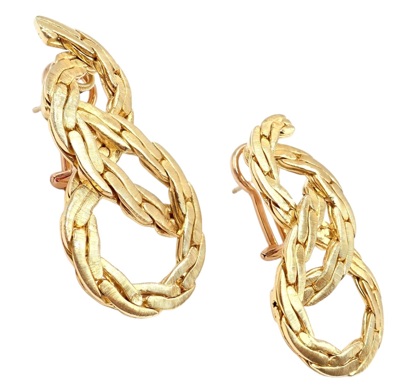 Authentic Vintage Buccellati 18K Yellow Gold Knot Rope Coil Earrings - Luxury Italian Jewelry for Women, Perfect for Weddings, Parties & Special Occasions