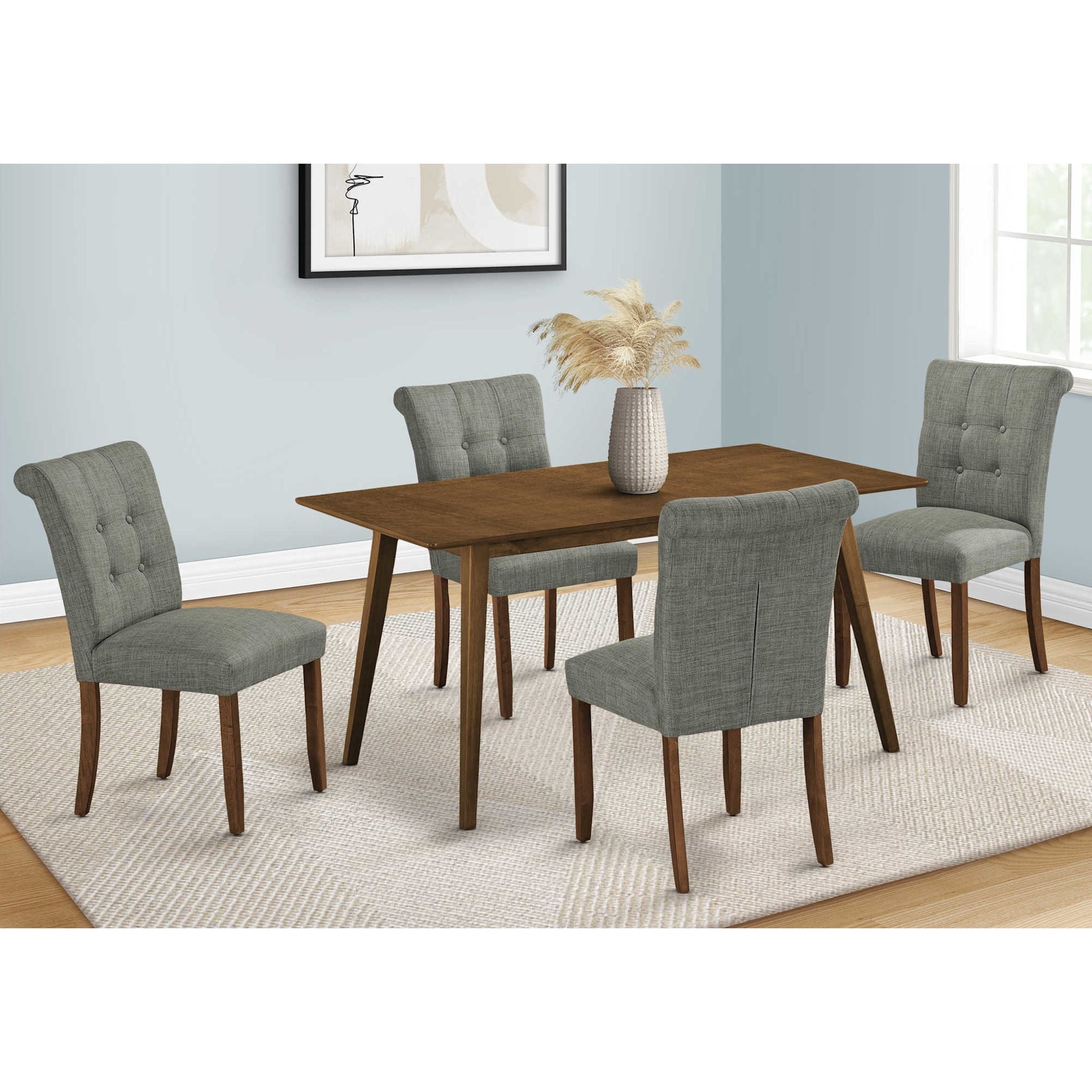 Modern 5-Piece Asher Wooden Dining Set - Solid Oak Table & 4 Chairs for Kitchen, Dining Room, or Small Space - Perfect for Family Meals & Entertaining Guests